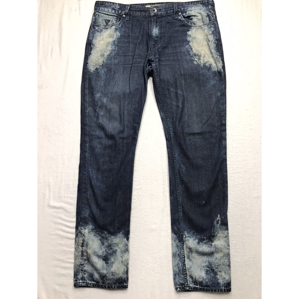 GUESS Jeans Men 36 (38x32) Acid Wash Slim Taper Distressed Skater Biker